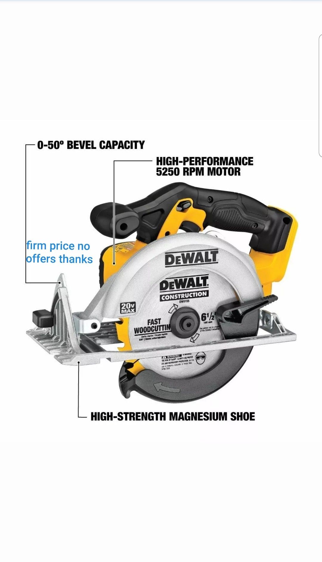 DEWALT DCS391B 20-Volt MAX Li-Ion Circular Saw Powerful&Lightweight Tool Only