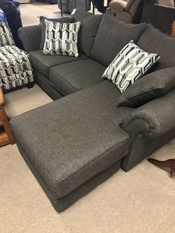 New Sectional with Comfy Chaise Attached! Awesome couch and loveseat sale this week!