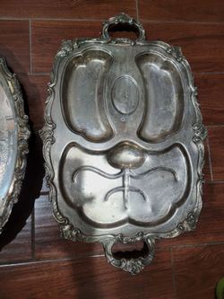 Vintage silver meat tray footed 2ft
