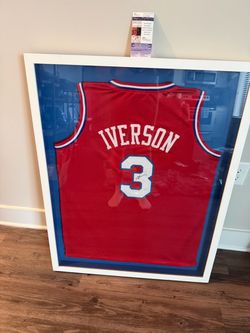 Allen Iverson Signed Framed 76ers Jersey JSA