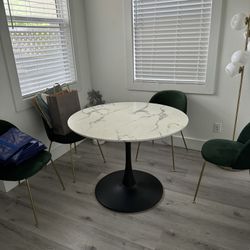 40” round faux marble dining table - like new