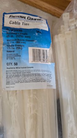 48" cable ties Fastenalpack of 50 for $20