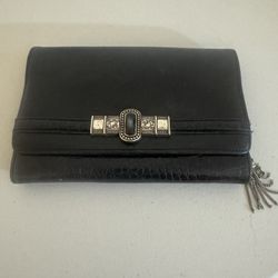 Vintage Brighton, Black Crock, Leather Clutch Purse, Organizer, Wallet