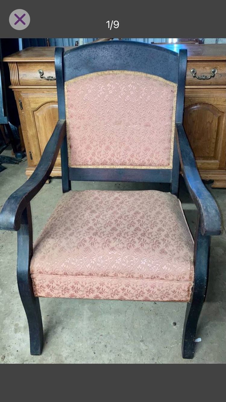 Antique Wooden Upholstered Vintage Chair 