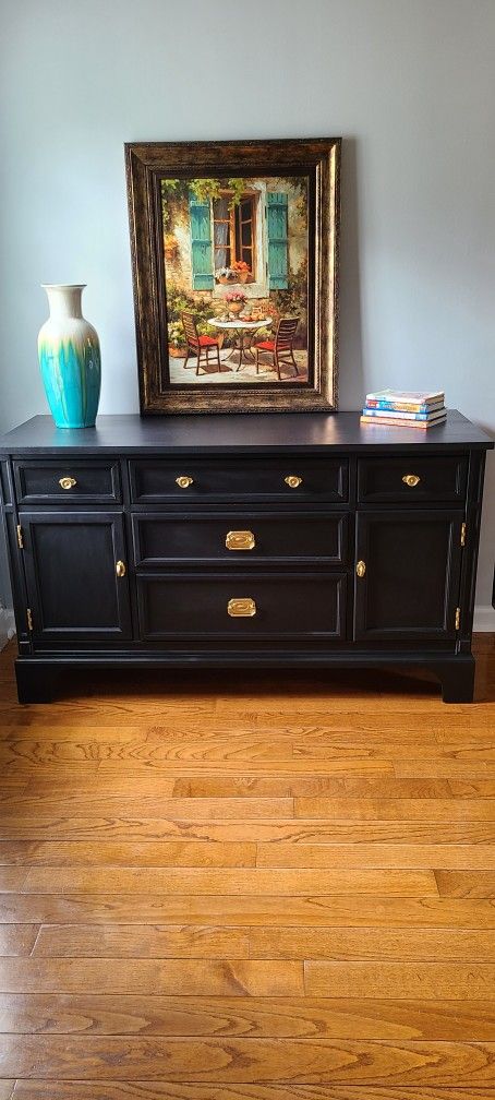 Antique refinished buffet entertainment center