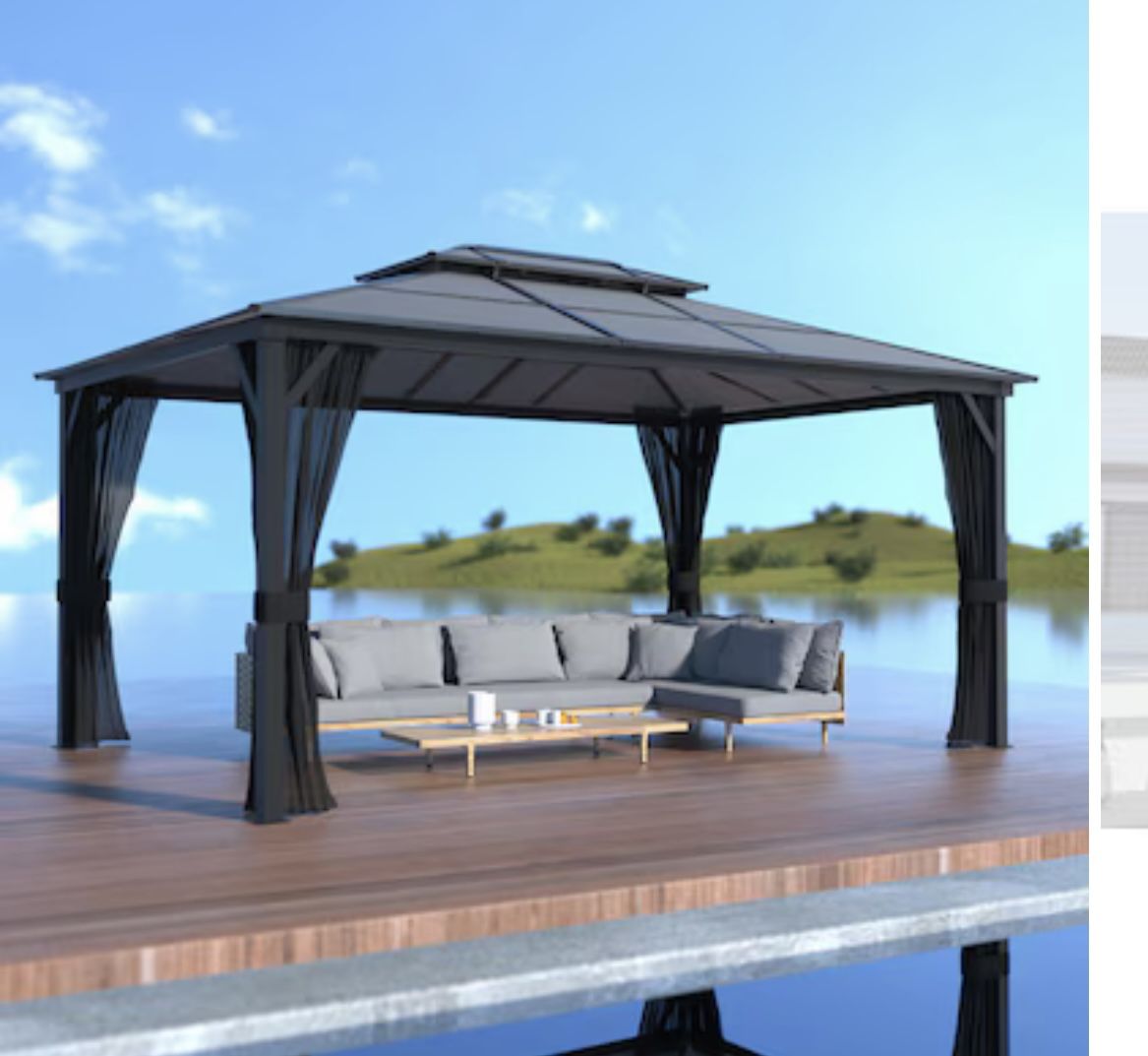 VEIKOUS 16-ft x 12-ft PC Gray Gazebo with Hardtop Roof (Screen Included)