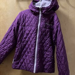 Girls Columbia Quilted Hooded Jacket – Purple, Size S 7/8
