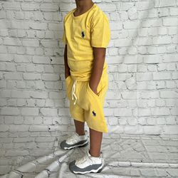 Kids Yellow Polo Ralph Lauren Short Set