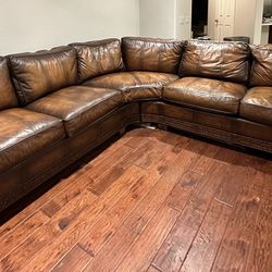 Like New Bernard Two Piece  leather sectional Sofa 