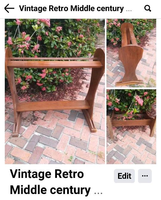 Vintage Retro Middle Century Wooden Freestanding Blanket Holder 