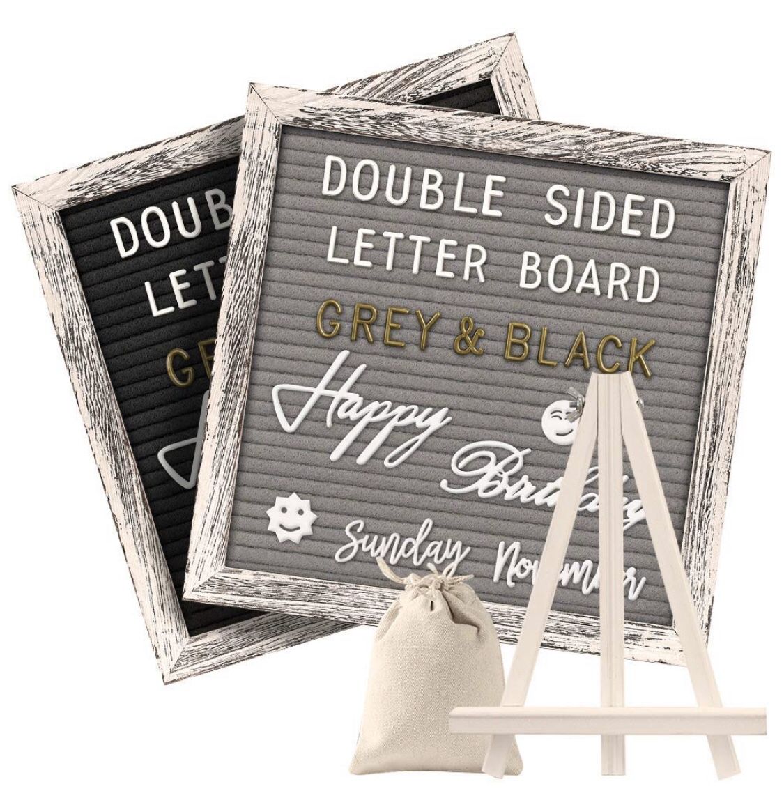Gelibo Double Sided Letter Board with 750 Precut White & Gold Letters,Months & Days & Extra ...