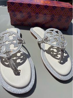 Tory Burch white glitter