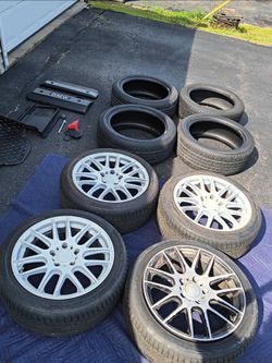 4x Moda Md11 17in Rims 5x120 ,PLUS 4 Bridgestone All Season Tires 205 50r17. SEE PICTURES