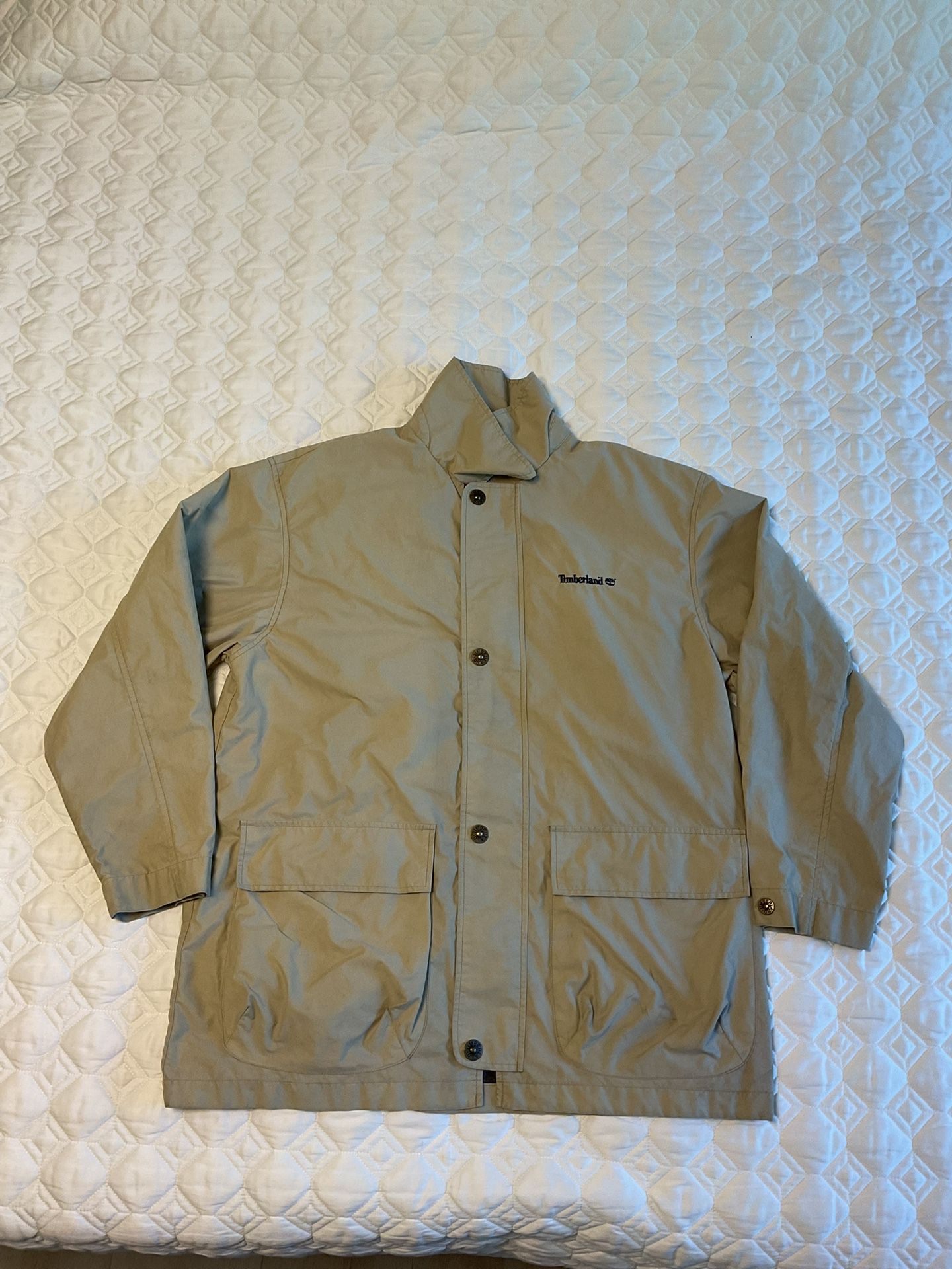 Timberland Weather Gear Luxury Zip Up Button Up Beige Collared Jacket Size S