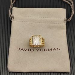 David Yurman Gold Pave Wide Ring Size 8