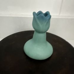Vintage Van Briggle Art Pottery Ming Turquoise Glaze Tulip Candlestick 1913-19