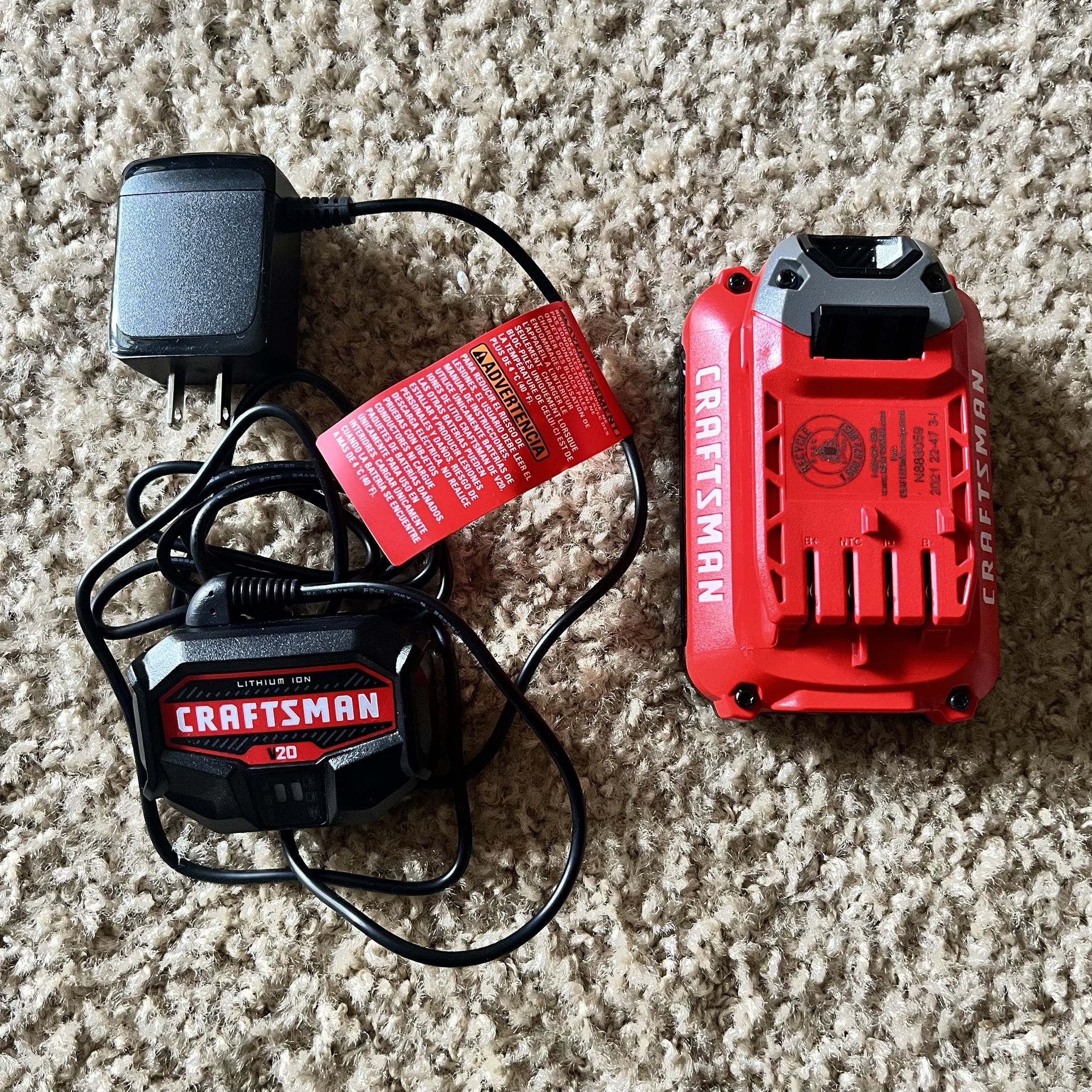 Craftsman V20 - 20V 2.0 Ah Lithium Ion Battery + Charger CMCB1104 | New