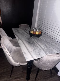 Real marble table with wood legs