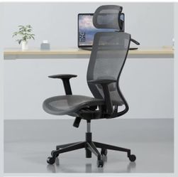 Ergonomic office chair with headrest and lumbar support, (gray)