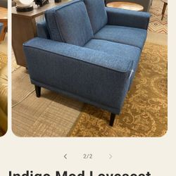 Blue Navy Indigo Mod  Loveseat