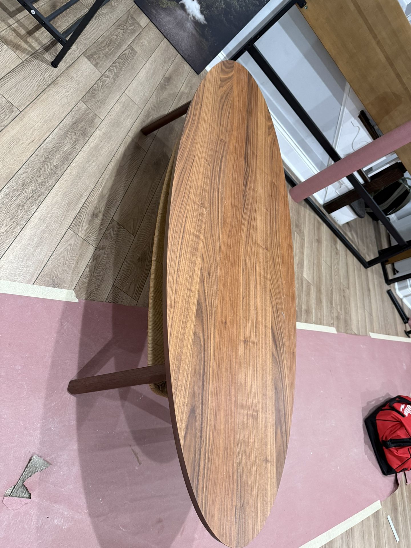 Modern Oval Coffee Table Walnut Finish