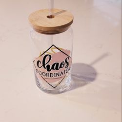 Glass Tumbler W/Lip Straw