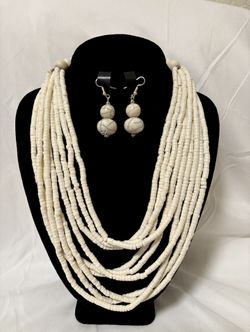 Multi-layer Beaded Necklace With Earring 