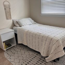 Twin Bed (plus frame, box spring & mattress) And Nightstand