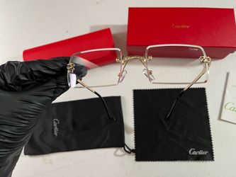 Cartier Gold Eyeglasses Blue lens Under sunlight or ultraviolet light 140mm