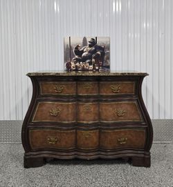 Vintage Bombe-Style Dresser with Marble Top