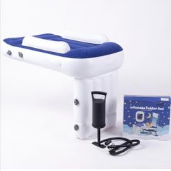 Brand New Inflatable Airplane Bed for Toddlers - Portable Inflatable Airplane Bed for Kids - Toddler Airplane Bed with Safety Belt - Manual Pump - Tra