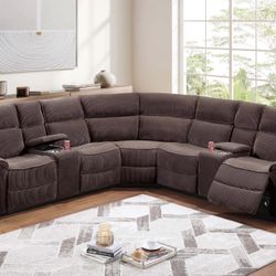 New Brown Corduroy Recliner Sectional Couch / Free Delivery 