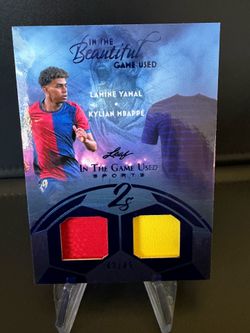 Leaf Lamine Yamal / Kylian Mbappe PLAYER WORN GAME USED Dual Patch /45