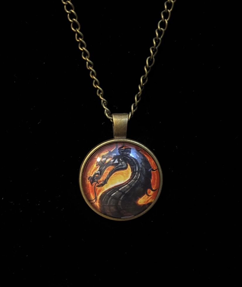 1pc Mortal Kombat Dragon Head Pendant And 24” Necklace ~ Jewelry Gift ~ New