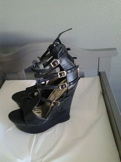 Black high wedges size 6