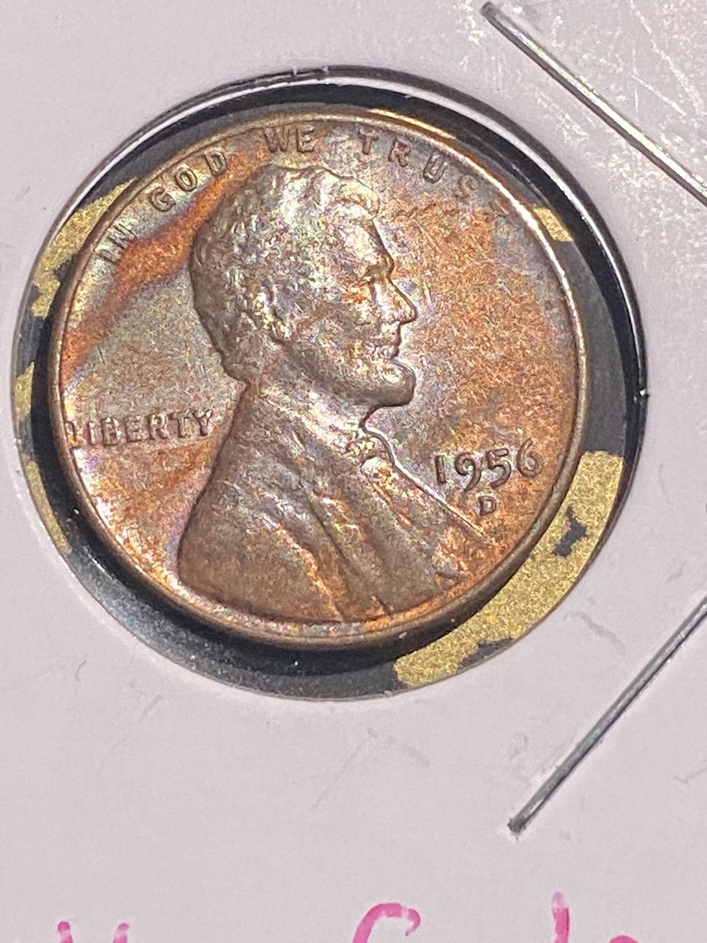 1956 D wheat penny with nice toning