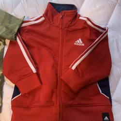 TODDLER RED ADIDAS SWEAT JACKET
