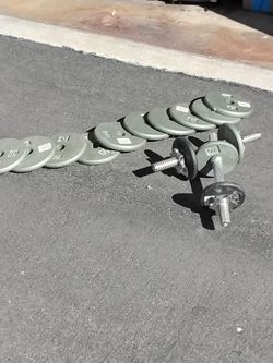 Cast Iron Weight Plates with Dumbbell Bars