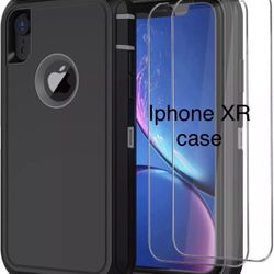 For iPhone XR Case with 2 x Screen Protector black