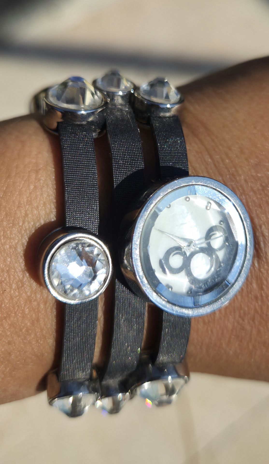 Disney Mickey Watch Women Faceted Crystal Multi Leather Band Needs New Battery