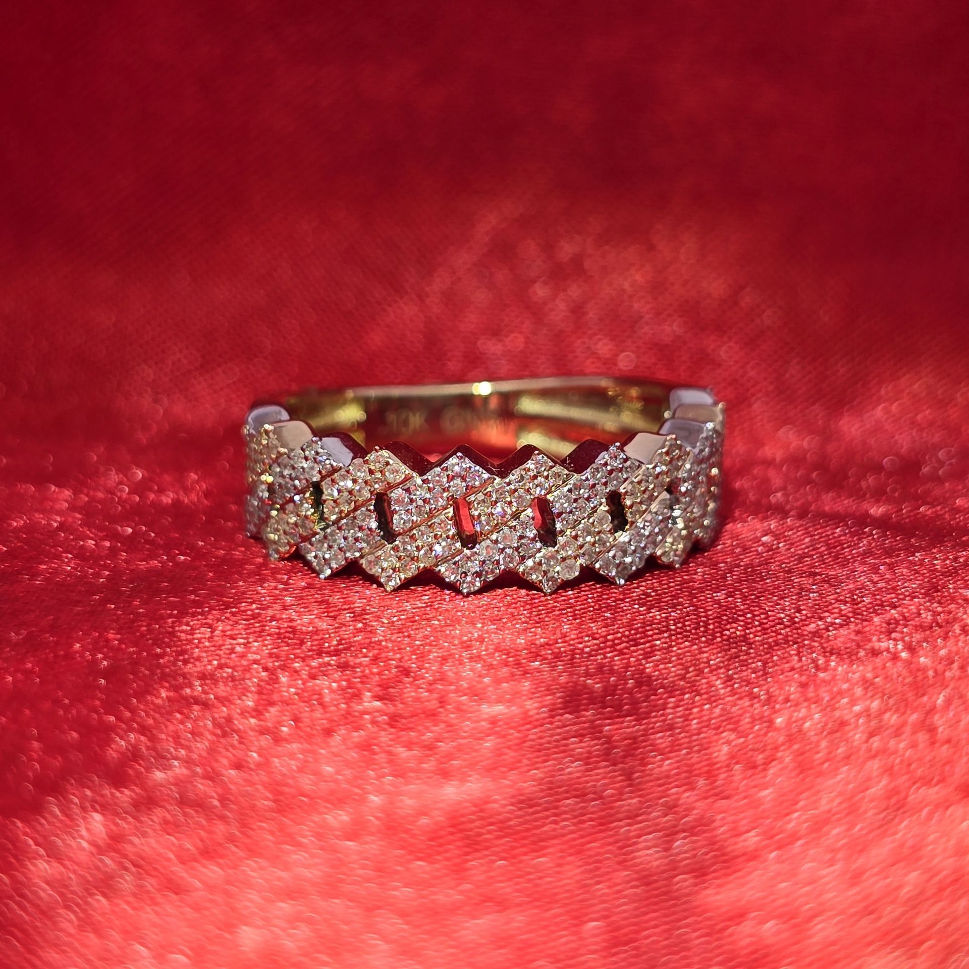 10k Yellow Gold Diamond Cuban Link Ring 0.50 ctw