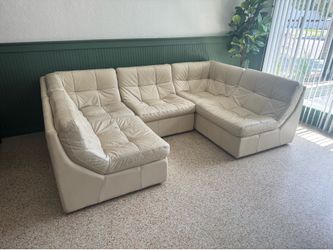 Italian Leather Modular Sofa by Château D'ax