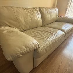 Leather Queen Sleeper Sofa / Couch - Pull Out Mattress
