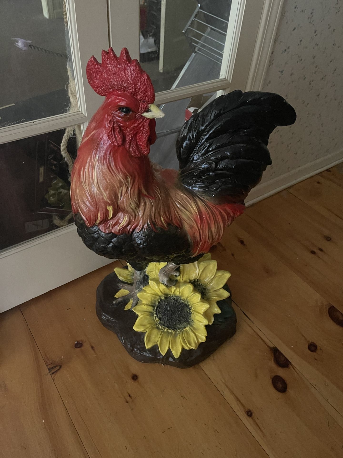 Solid Concrete Rooster Statue Over 3 Feet Tall