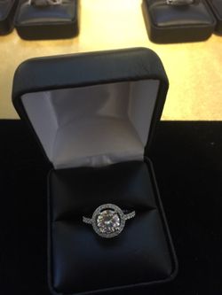 Sterling Silver Diamond Ring Sz 8