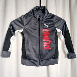 3T Puma Toddler Boy's Gray Red Black Full Zip sport wear Jacket Logo Athletic 