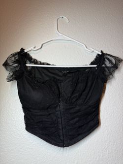 Windsor polka dot frilly sleeve bustier top size S