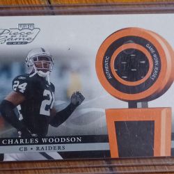 Charles Woodson 2002 Playoff Piece Of The Game Worn Jersey Card Oakland Raiders 