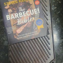 Brand New !!! Mens Guys Fathers Day Gift Cooking Grilling Griddle Grill Flat Cast Iron Indoor Outdoor Double Sided Pan & BBQ Bible Book 