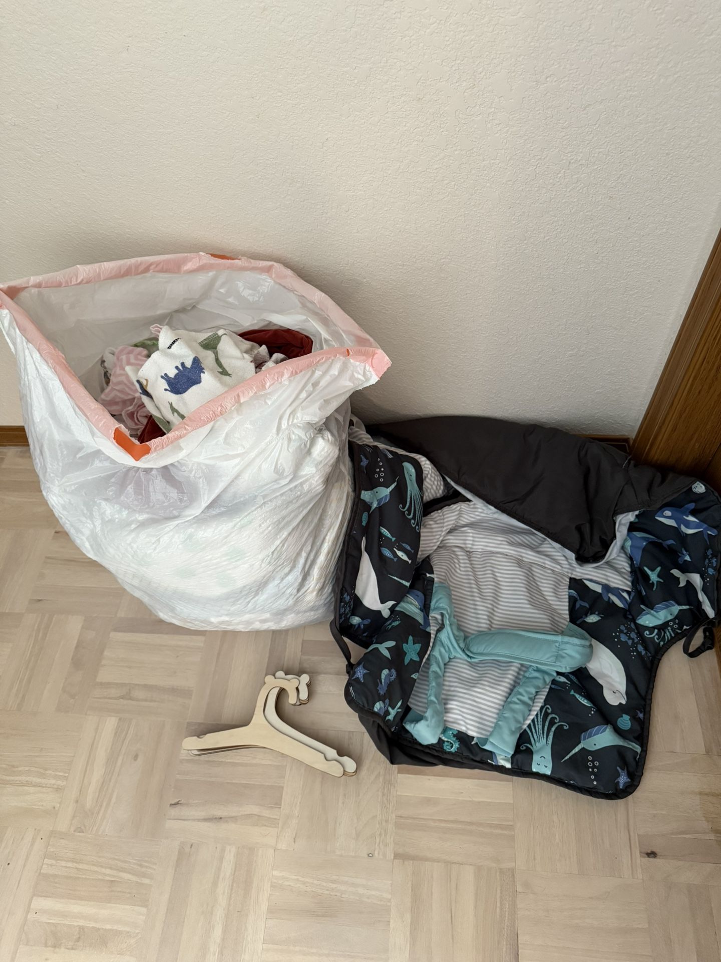 Baby Hangers, Shopping Cart Cover And Bag Of Blankets